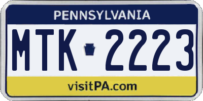 PA license plate MTK2223