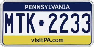 PA license plate MTK2233