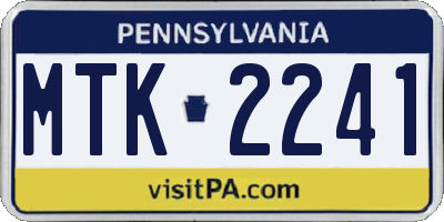 PA license plate MTK2241