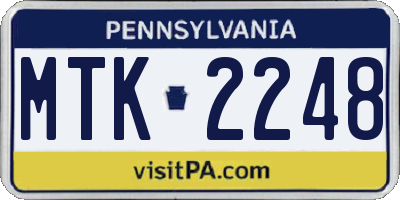 PA license plate MTK2248