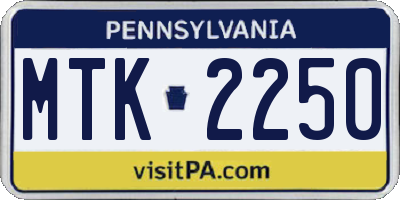 PA license plate MTK2250