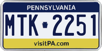 PA license plate MTK2251