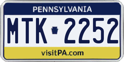 PA license plate MTK2252