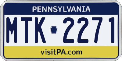 PA license plate MTK2271