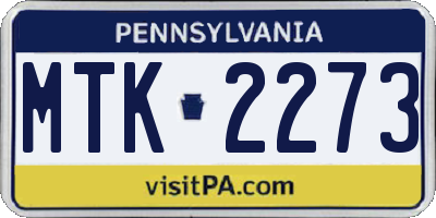 PA license plate MTK2273