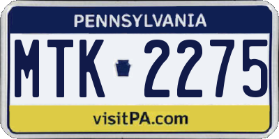 PA license plate MTK2275