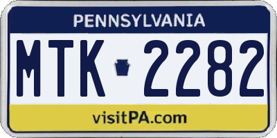 PA license plate MTK2282