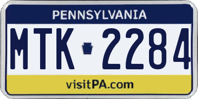 PA license plate MTK2284