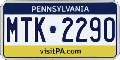 PA license plate MTK2290
