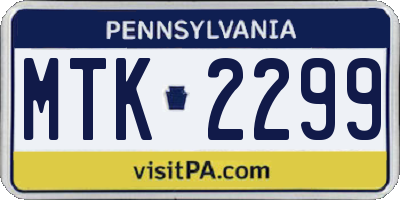 PA license plate MTK2299