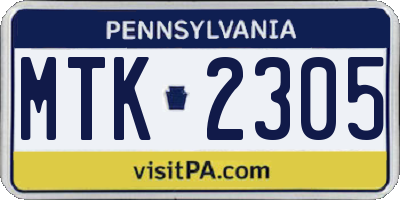 PA license plate MTK2305