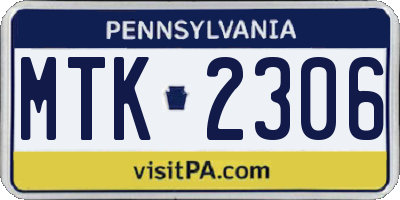 PA license plate MTK2306