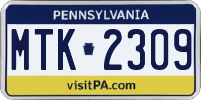 PA license plate MTK2309