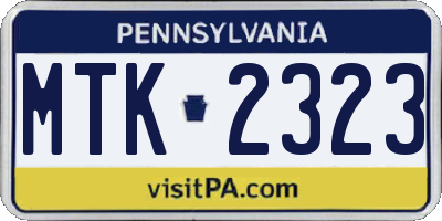 PA license plate MTK2323