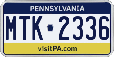 PA license plate MTK2336