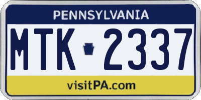 PA license plate MTK2337