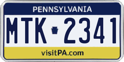 PA license plate MTK2341