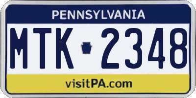 PA license plate MTK2348