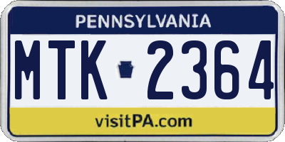 PA license plate MTK2364