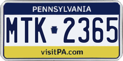 PA license plate MTK2365