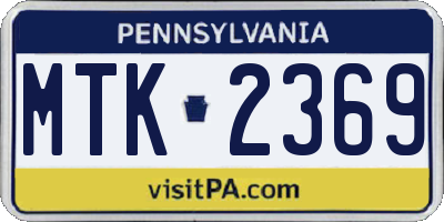 PA license plate MTK2369
