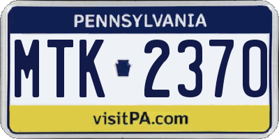 PA license plate MTK2370