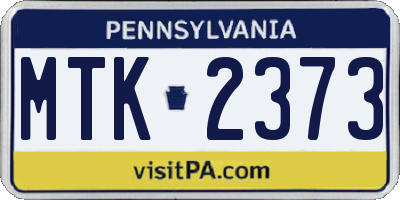 PA license plate MTK2373