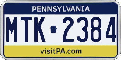 PA license plate MTK2384