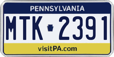 PA license plate MTK2391