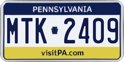PA license plate MTK2409