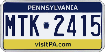 PA license plate MTK2415