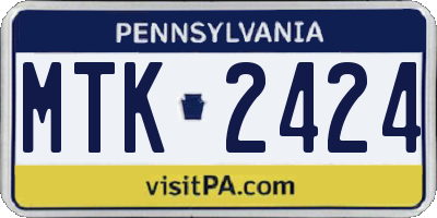 PA license plate MTK2424