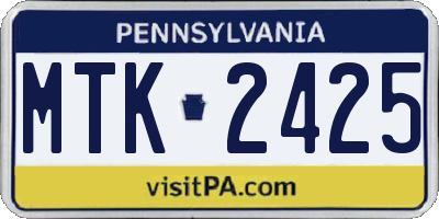 PA license plate MTK2425