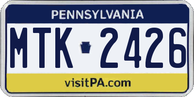 PA license plate MTK2426