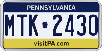 PA license plate MTK2430