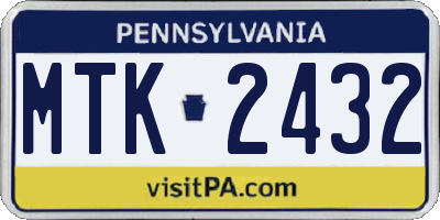 PA license plate MTK2432