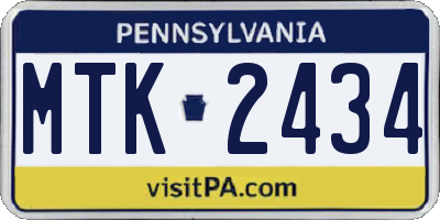 PA license plate MTK2434