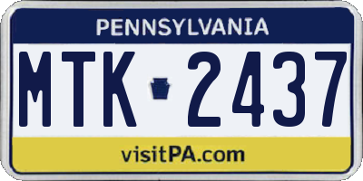 PA license plate MTK2437