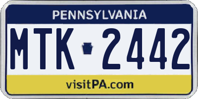PA license plate MTK2442