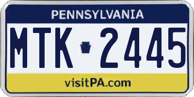 PA license plate MTK2445