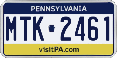 PA license plate MTK2461