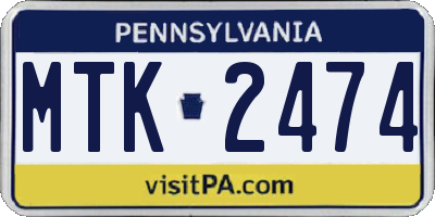 PA license plate MTK2474