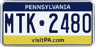 PA license plate MTK2480