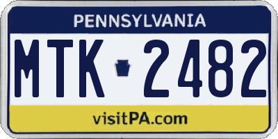 PA license plate MTK2482