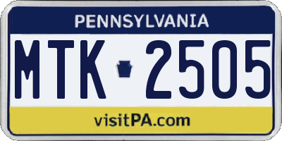 PA license plate MTK2505