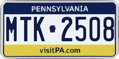 PA license plate MTK2508
