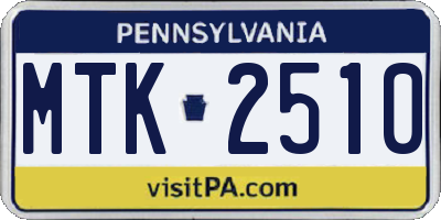 PA license plate MTK2510