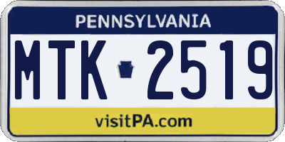 PA license plate MTK2519