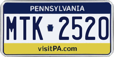 PA license plate MTK2520