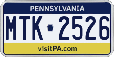PA license plate MTK2526